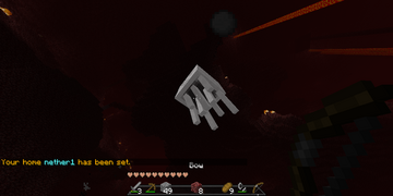 Battling a Ghast with a bow.