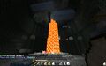 The central lava pillar, alongside skeleton spawners and a parkour course.