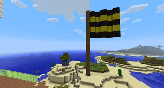 Memorial to Labourers with flag of Beetopia (flag created by  SadieSadie).