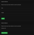 Evidence submission & deletion UI modals.